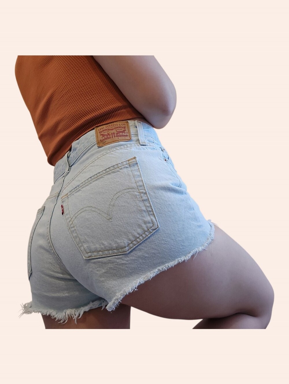 Levi's 501 Original High Rise Cut-Off Denim Shorts Ojai Lake Light Wash W29